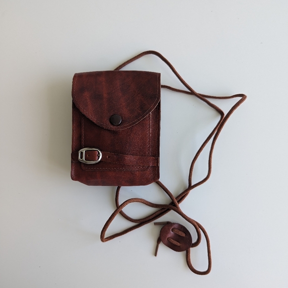 Small Vintage Buxton Leather Pouch style purse on cotton string - Picture 6 of 14